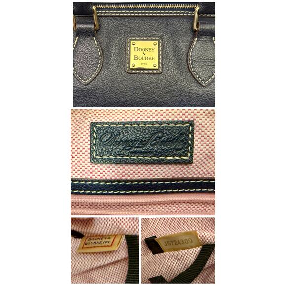 EUC Dooney & Bourke Pebbled Leather Side Pocket Satchel in Navy - Picture 9 of 10